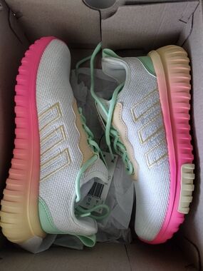 adidas Women's Gradient Sole Knit Sneakers - White, Pink & Mint
